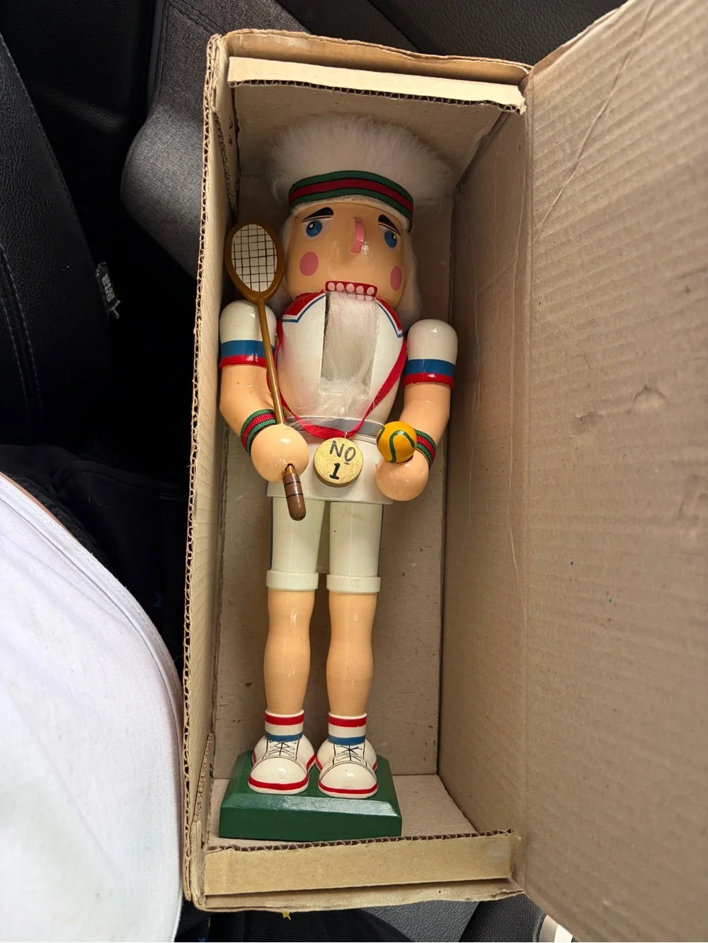 🎾Vintage Tennis Player Nutcracker Wooden Christmas Decor Original Box🎾